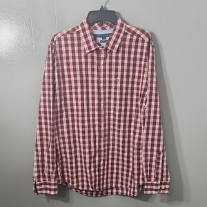 Tommy Hilfiger Burgundy Plaid Button Down Shirt